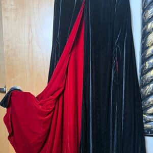Elegant Black and Red Velvet reversible Cape